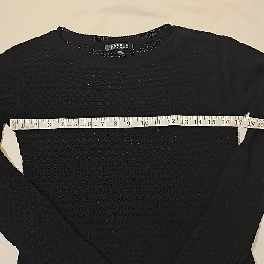 -‎ Lauren Ralph Lauren Crochet Women's Black Sweater small